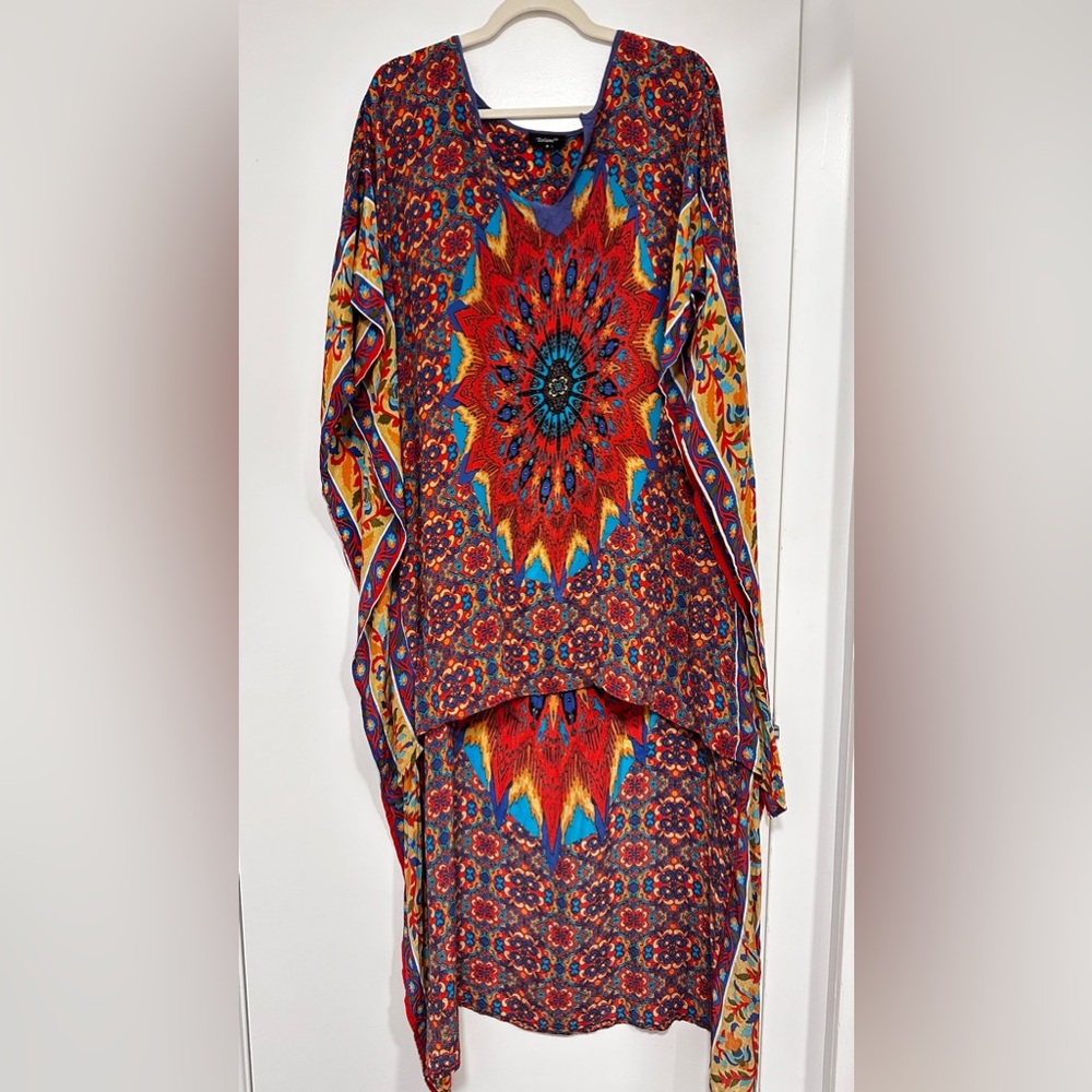 Tolani Silk High Low Patterned Caftan Dress